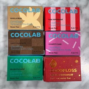 6 Cocofloss Mini Travel Size MINT CHOCOLATE VANILLA CONFETTI CAKE APPLE CINNAMON